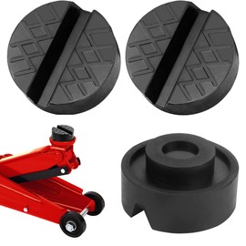 Pack of 3 Car Jack Rubber Pads, Car Jack Pads, Universal Rubber Buffers, with Grooves and Waffle Surface, Can be Used for Trolley Jacks and Lifting Platforms, Trolley Jack (Black)