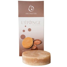 L'ÉPONGE Shea Butter Shower Sponge Innovative 4 in 1 Bath Sponge with Foaming Natural Soap, Intense Fragrance and Gentle Exfoliating Effect. Natural Sponge for up to 30 Washes
