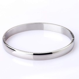 Manfnee 6 mm Stainless Steel Cuff Bracelet Jewellery Friendship Love Birthday Women Men, Stainless Steel, No gemstone