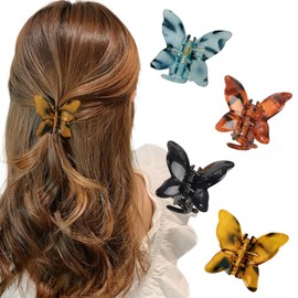 Ypkia 4 Stück Schmetterling Haarklammer Klein Set Haarspangen Damen Acryl Haarclip Für Frauen Mädchen Dünnes Haarschmuck (color-1)