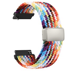 Braided Band Compatible with Garmin Venu/Venu Sq/Venu 2 Plus Watch Band Women Men, 20mm Soft Nylon Sport Replacement Strap for Garmin Venu Watch Band (Rainbow)