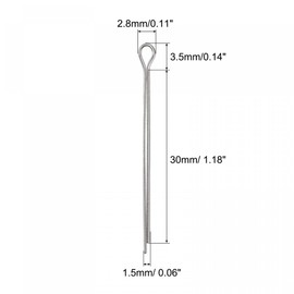 sourcing map 30 Pieces Split Splint 1.5 x 30 mm 304 Stainless Steel Clip Fastener for Car Silver Tone