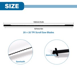VooGenzek 20 PCS Scroll Saw Blades Set, 20 Teeth Carbon Steel Coping Saw Blade, Pinned Scroll Saw Blade, for Sawing Wood, Plastic, Foam, Soft Metals