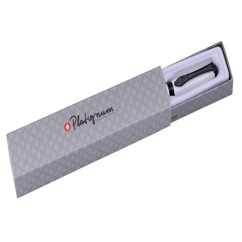 Platignum Studio White Fountain Pen with Blue Ink in Gift