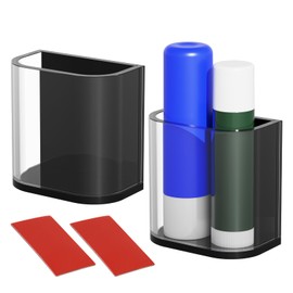 2 Pack Acrylic Car Lip Balm Holder with Strong Adhesive Tape, Upright Insulated Chapstick Mount for Car Vent Side Center Console Steering Wheel Below (Large)