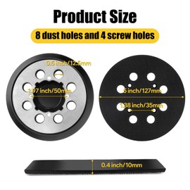 2 Pack Sander Pad for Dewalt DWE64233 & N329079, 5" 8 Hole Hook and Loop Orbital Sander Replacement Pad Compatible with Dewalt DWE6421 6421K DWE6423 6423K DCW210B (4 Screw Holes) (Metal Pad)