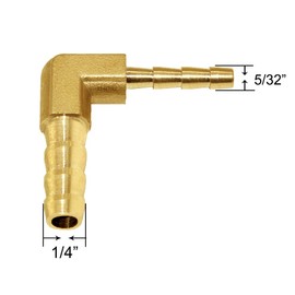 Joywayus Reducer Elbow 1/4" to 5/32" ID Hose Barb 90 Degree L Right Angle Union Brass Fitting Water/Fuel/Air