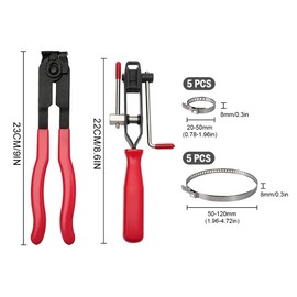 Kellegour 2Pcs Auto CV Joint Boot Clamps Pliers,CV Boot Clamps Kit,CV Boot Clamps Pliers,10Pcs Stainless Steel Duct Clamps,for Most Cars Car Auto Repair Tool Banding(12Pcs,Red)