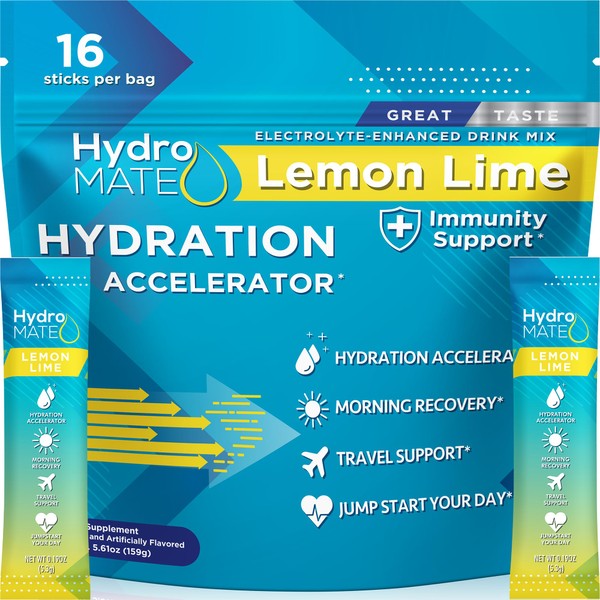 NatureWorks HydroMATE Electrolytes Powder Low Sugar - 16 Count Lemon