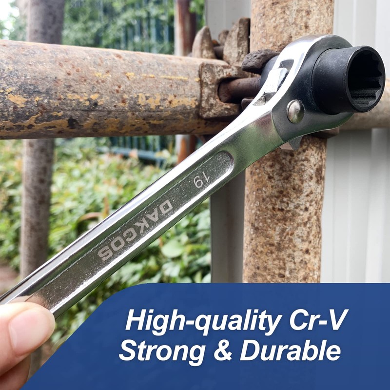 DAKCOS 19mm×22mm OR 3/4"×7/8" 12 Point Double Ended Socket Ratcheting