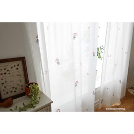 Suminoe A1014 Lace Curtain, White, 39.4 x 78.0 inches (100 x 198 cm), Moomin Umbrella, Pack of 1