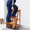 LIAPDG Folding Library Ladder Chair, Wood Folding Library Ladder Chair