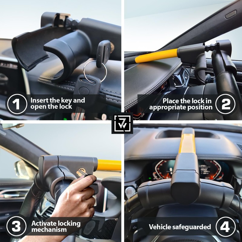 Sevenwalls Steering Wheel Lock - Car Security Device for Auto/SUV/Van,