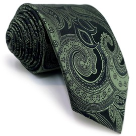 S&W SHLAX&WING Neckties for Men Tie Pack Dark Green Paisley Classic Size 57.5"