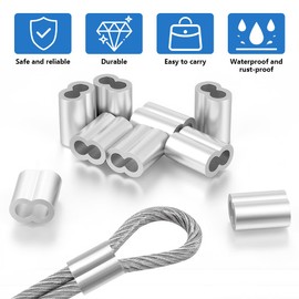 Flintronic Seilklemmen 4mm, 60 Stück Aluminiumhülsen Quetschhülsen 4mm, Würgeklemmen aus Aluminium Doppelhülsen für Seile Draht Seilverbinder Drahtseil Stahlseil Gummiseil und Kabel