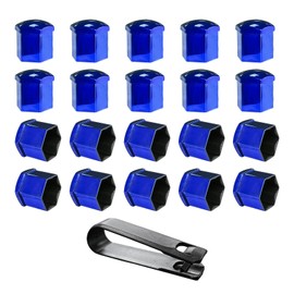 20 PCS Wheel Nut Covers Bolt Caps, 19mm Wheel Lug Bolt Covers Caps with Removal Tool, Auto Hub Screw Bolt Head Tire Protector, Universal Vehicle Exterior Decor Accessories (Blue)