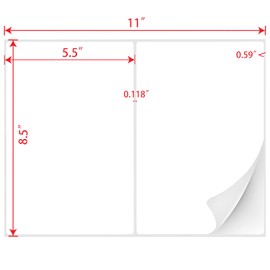 8-1/2"Ã5-1/2" Shipping Labels 100 Labels Sticker Paper for Laser/Ink Jet Printer mailing Labels 8.5"Ã11" White 2 per Sheet