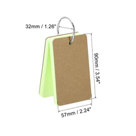 PATIKIL Blank Index Cards with Ring, 300Pcs Colored Blank Flash Card 3.5" x 2" Note Card Study Card for Memory Learning Studying Office Supplies, Green