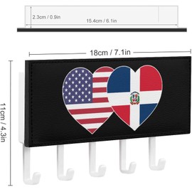Organizador de llaves de la bandera dominicana americana para llaves sin clavos, organizador de llaves montado en la pared para decoración del hogar y la entrada