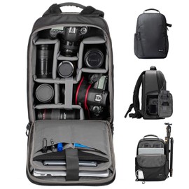 TARION Camera Backpack Waterproof Bag - DSLR Camera Bag with 14in Laptop Compartment Rain Cover, Professional Travel Photography Backpack for Photographers, SLR, Camera Lens, TR-L(New), Black