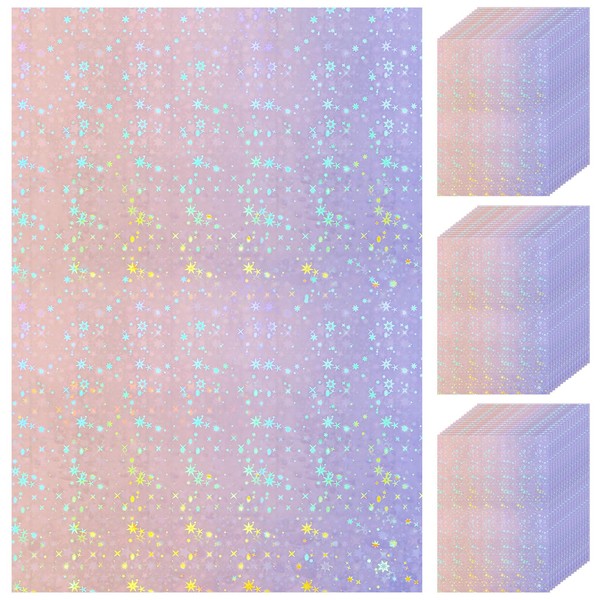 Nezyo 60 Sheets Holographic Laminate Sheets Clear Glitter A4 Size