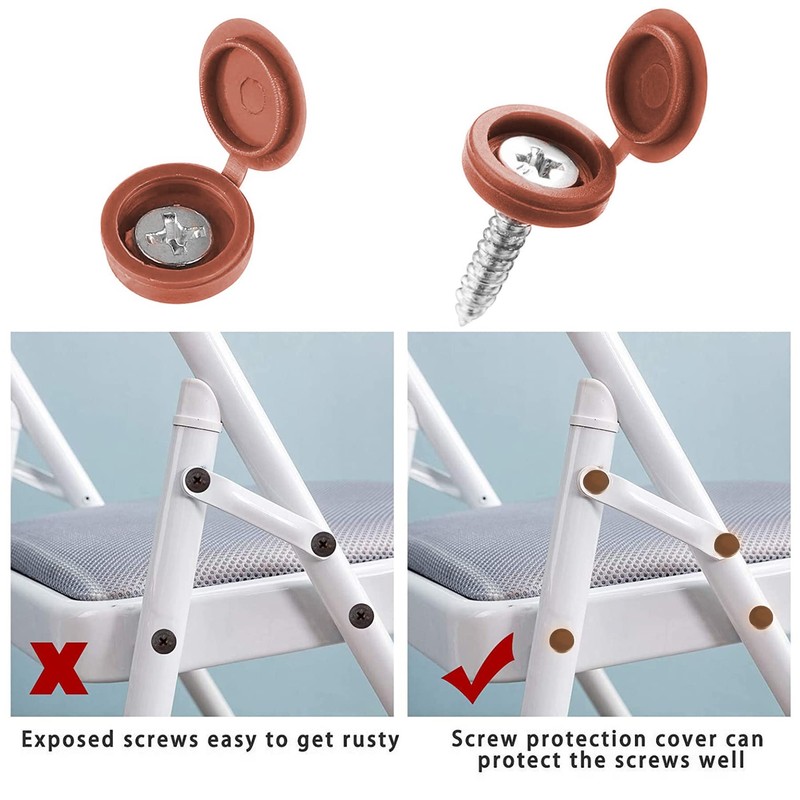 150Pcs Brown Screw Caps Hinged Plastic Screw Cover Caps for