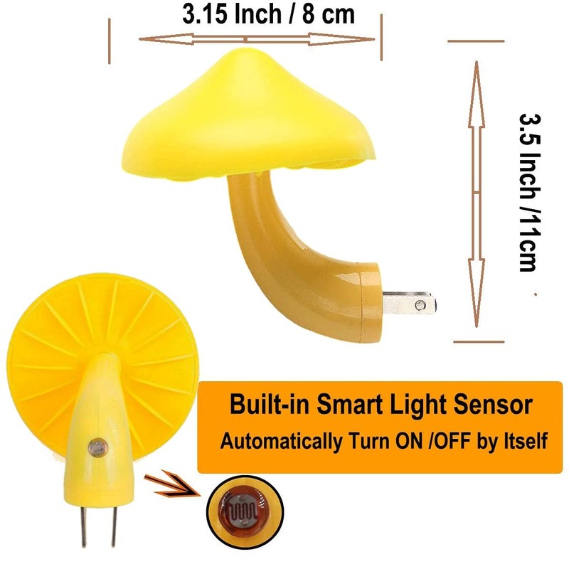 AUSAYE 3 Pack Sensor LED Mushroom Night Light Plug in