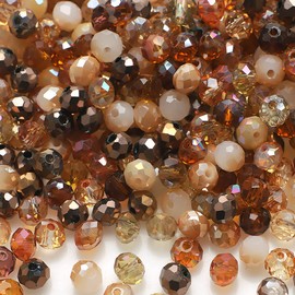 Niziky 200PCS Crystal Glass Beads for Jewelry Making, 6mm Multicolor Coffee Faceted Rondelle Glass Beads with Hole, Glass Crystal Briolette Spacer Beads for Jewelry Bracrlet Making Crafts Projects