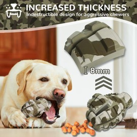 SUNNEKO Indestructible Dog Toys for Large Medium Dogs - Interactive Treat Dispensing Dog Toy - Tough Dog Chew Toys for Boredom - Durable Rubber Chew Ball for Extreme Chewers (Camouflage color)