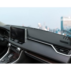 REPOYUL Dashboard Cover Mat Fit for Toyota RAV4 2025 2024 2023 2022 2021 2020 Dash Mat for RAV4 2025 Accessories Edge Microfiber Leather Pad (Black Stitching)