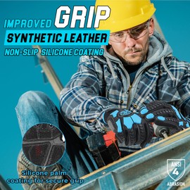 HANDLANDY Winter Water Resistant Work Gloves for Men, Padded Thermal Insulated Heavy Duty Impact Glove for Cold Weather (Blue-Insulated, M)