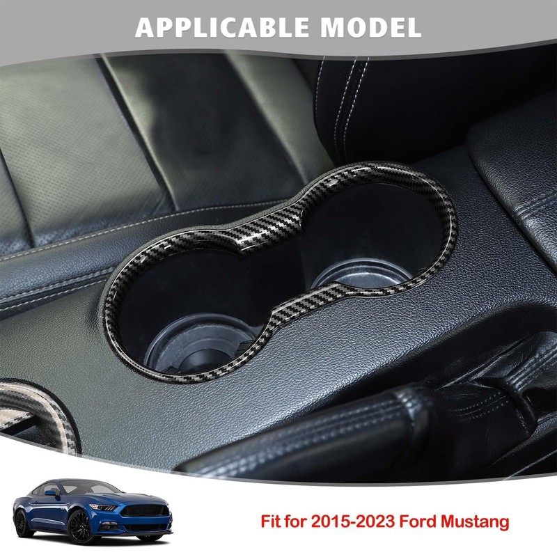 JeCar for Mustang Carbon Fiber Interior Cup Holder Cover Trim