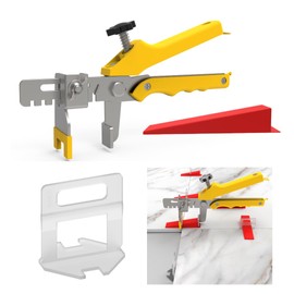 Tile Leveling System 1/51" (0.5mm), Tile Spacers with 1 Tile Plier - 300 Tile Spacers Clips - 100 Reusable Tile Wedges, Tile Tools for Floor & Wall Tile Installation