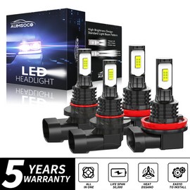 AUIMSOCO 9005 H11 LED Headlight Super Bright Bulbs Kit 8000K White 330000LM High Low Beam