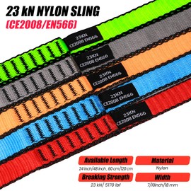 CAPARK 18MM Nylon Climbing Slings Runners 23 kN Strong Webbing Straps for Rock Climbing, Rappelling, Swing, Yoga Hammock etc (2PCS Red, 24inch/60cm)