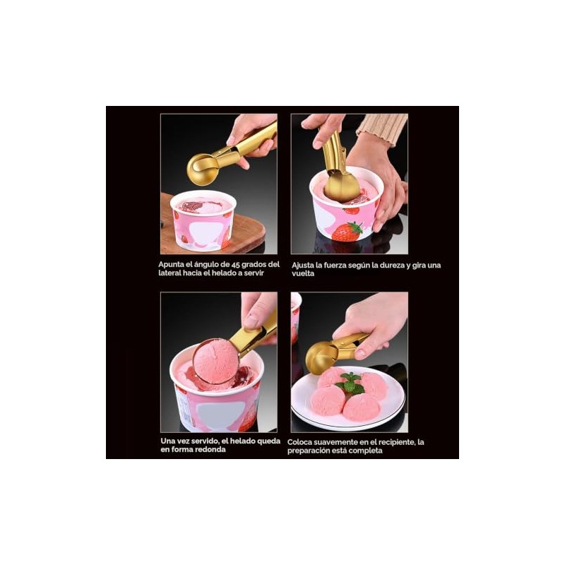 Cuchara de helado de acero inoxidable con gatillo, cuchara de