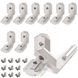 Yeepeo Pack of 10 T-Nut Inner Angle, 4040 Nut 8 M6 Aluminium Profile Connector, T Slot Corner Connector, 90° L-Shape Inner Corner Connector with Screws, Zinc Alloy Inner Connection Angle Angle for 40