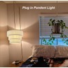 XININSUN 3-Tier Drum Linen Plug in Pendant Light with15ft Hemp
