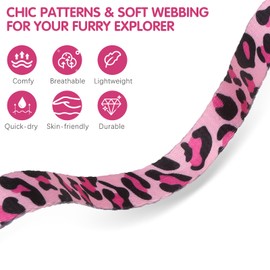 BINGPET Cat Harness and Leash Set Escape Proof for Walking,Adjustable Kitten Harness with Airtag Holder for Small Medium Large Cats (Pink Leopard Print,Neck:8"-12",Chest:12.5"-18")