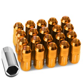 DNA MOTORING LN-ZTL-9020-125-OR 20Pcs Closed End Design M12 x 1.25 Aluminum Alloy Wheel Lug Nuts + Deep Drive Extension Adapter, 20mm OD/50mm Height (Orange)