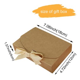 25Pcs Gift Box With Lids,7.08x4.72x1.57 In,Bridesmaid Paper Gifts Box For Present Bluk With Ribbon, Multi Color Groomsmen Proposal，Graduation,Wedding Boxes For Packaging ,Engagement (kraft,brown,beige)