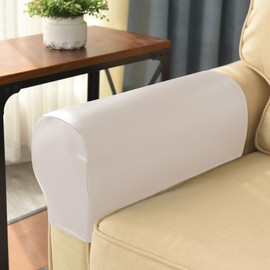 vctops Waterproof Faux Pu Leather Armrest Covers Vintage Stretch Arm Covers for Chairs Couch Sofa Armchair Slipcovers for Recliner Sofa 2pcs, White