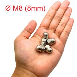 Hutmutter Edelstahl M8 | Sechskantmuttern | Norm DIN 1587 aus Edelstahl A2-070 (V2A/304) | Muttern mit Schutzkappe aus Edelstahl, Schutz für Schrauben, Bolzen, Gewindestangen Ø 8 mm: 100 Stück ProRaje