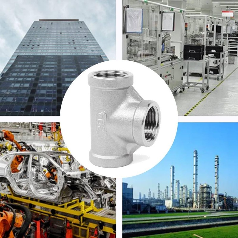 3 Way Pipe Fitting, Stainless Steel Tee Connector with 3/4"
