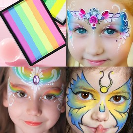 Macaron Pastel Face Paint Palette, 6 Colors, Water Soluble & Quick Drying, Safe & Skin-Friendly, Compact Portable, Professional Makeup for Theatre, Carnival, Cosplay Parties(25g)