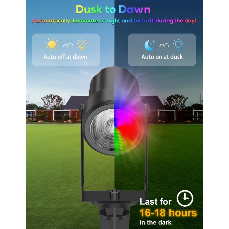 ZYAN Solar Color Changing Outdoor Spotlights with Remote, IP65 Waterproof