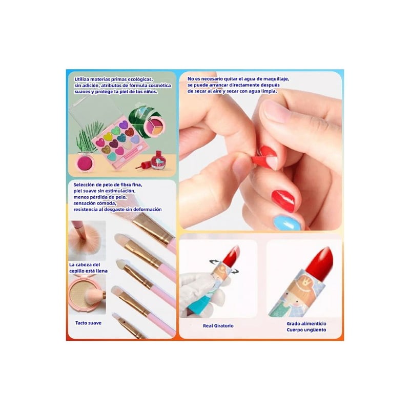 24 Piezas Juego De Maquillaje De Niñas Maquillaje Lavable rosa