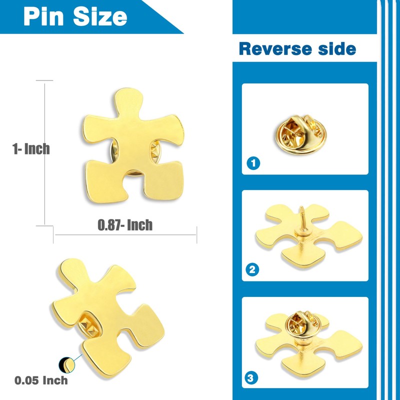 100/Pcs Gold Puzzle Piece Pins Bulk Autism Awareness Pin Employee