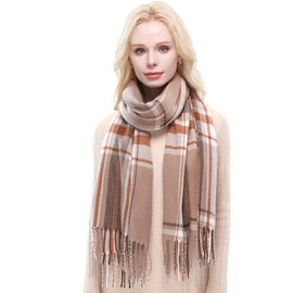 RIIQIICHY Plaid Scarf for Women Fall Winter Pashmina Scarves Wraps for Cold Weather Warm Large