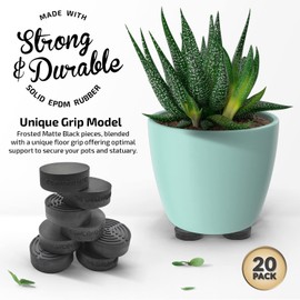 The Garden Gecko Invisible Pot feet for Outdoor Plant pots and Flowers. Solid Rubber Pot risers with Enhanced Grip | 20 Pack | Frosted Matte